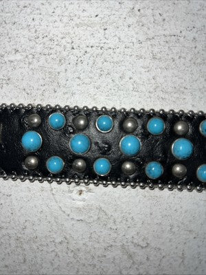 New Black Genuine Leather Blazin Roxx Blue Cross Bling M Belt #N3520401 Z-2
