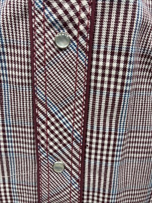 New Men’s Champion Western Burgundy Plaid Long Sleeve Pearl Snap XL M-100