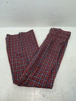 New Vintage Blue And Red Plaid Polyester Pants #5423719 3A-125