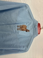 New Men’s ELY Wildlife Blue Horse Design Long Sleeve Pearl Snap Large CC-25