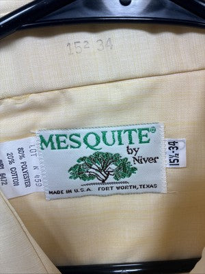 New Men’s Mesquite Yellow Long Sleeve Pearl Snap 15.5 X 34 Medium R-24