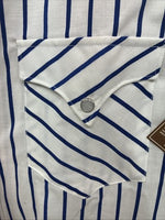 New Men’s H Bar C White Blue Stripe Long Sleeve Pearl Snap 16.5 X 34 Large V-108