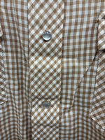 New Men’s Circle A Brown Checkered Long Sleeve Pearl Snap Large AA-55