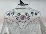 New Women’s White Horse Floral Embroidered Long Sleeve Pearl Snap XL II-33