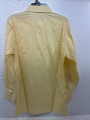 New Men’s White Horse Yellow Western Long Sleeve Pearl Snap Large AA-45