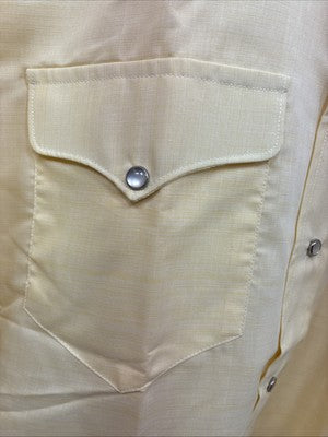 New Men’s Mesquite Yellow Long Sleeve Pearl Snap 15.5 X 34 Medium R-24