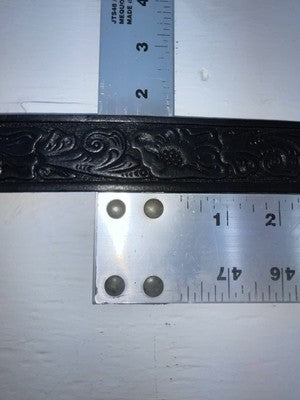 New Black Genuine Leather Tooled 28” Belt #WR602 Z-150