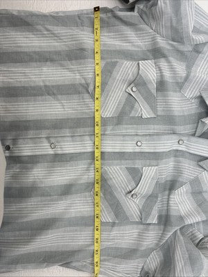 New Men’s H Bar C Gray Stripe Long Sleeve Pearl Snap 16.5 Large X-51
