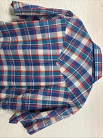 New Men’s ELY Cattleman Blue Multicolor Plaid Short Sleeve Pearl Snap XL M-52