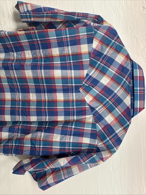 New Men’s ELY Cattleman Blue Multicolor Plaid Short Sleeve Pearl Snap XL M-52