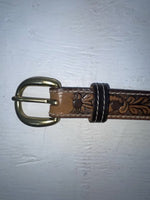 New Brown Genuine Leather Perkies Tooled 22” Belt #170 NN-91
