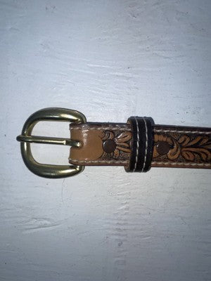 New Brown Genuine Leather Perkies Tooled 22” Belt #170 NN-91