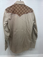 New Men’s Champion Western Brown Plaid Long Sleeve Pearl Snap 15.5 Medium T-73
