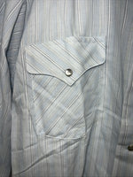 New Men’s Blue Panhandle Slim Long Sleeve Pearl Snap Shirt 15x34 M P-78