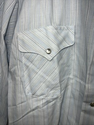 New Men’s Blue Panhandle Slim Long Sleeve Pearl Snap Shirt 15x34 M P-78
