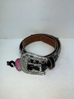 New Black Genuine Leather Blazin Roxx Silver Bling Cross XL Belt #N3510401 Z-66