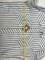 New Men’s H Bar C White Blue Stripe Long Sleeve Pearl Snap 16.5 X 34 Large V-108