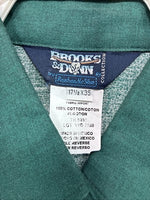 New Men’s Brooks & Dunn Tan Green Western Long Sleeve Button Up 17.5 XL T-8