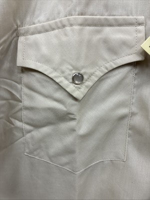 New Men’s ELY Cattleman Tan Short Sleeve Pearl Snap 16 Large AA-13