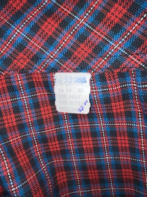 New Vintage Blue And Red Plaid Polyester Pants #5423719 3A-125