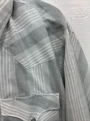 New Men’s H Bar C Gray Stripe Long Sleeve Pearl Snap 16.5 Large X-51