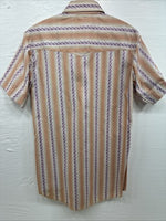 New Men’s Dee-Cee Pink People Stripe Short Sleeve Pearl Snap 14.5 Small K-85