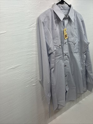 New Men’s H Bar C Gray Designed Long Sleeve Pearl Snap 15.5 Medium Q-48