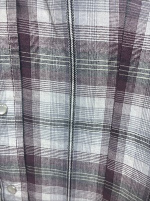 New Women’s Cumberland Purple Plaid Long Sleeve Pearl Snap 2X V-67