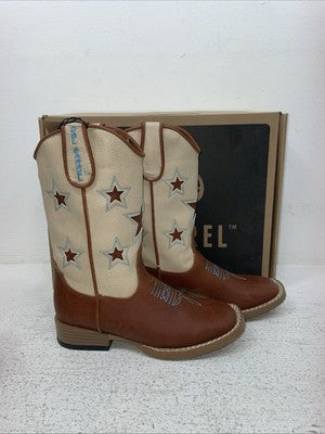 New Children Brown DBL Barrel Cowboy Boots. 4451402 1.5 1 1/2. 23-26