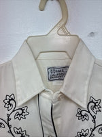 New Women’s H Bar c Cream Brown Designed Long Sleeve Pearl Snap Medium TT-117