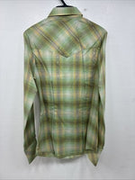 New Women’s Champion Western Green Plaid Long Sleeve Pearl Snap Size 10 KK-71