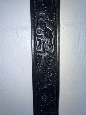 New Black Genuine Leather Tooled 28” Belt #WR602 Z-150