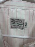 New Men’s H Bar C Pink White Stripe Long Sleeve Pearl Snap 17 X 34 XL R-63