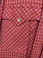 Me End H Bar C Red Plaid Long Sleeve Pearl Snap 16.5 Large AA-35