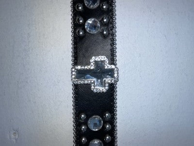 New Black Genuine Leather Blazin Roxx Silver Bling Cross XL Belt #N3510401 Z-66