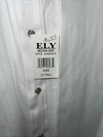 New Men’s White ELY Cattleman Long Sleeve Pearl Snap Shirt. Tall Large P-58