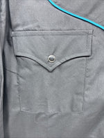 New Men’s ELY Diamond Black Western Design Long Sleeve Pearl Snap Large AA-17
