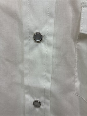 New Men’s H Bar C White Simple Short Sleeve Pearl Snap 16 Large Q-26