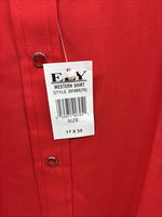 New Men’s ELY Cattleman Red Long Sleeve Pearl Snap 17 X 35 XL AA-119