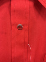 New Men’s ELY Cattleman Simple Red Long Sleeve Pearl Snap 17.5 X 35 XL R-60