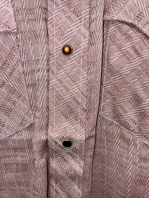 New Men’s Karman Pink Designed Short Sleeve Pearl Snap 14.5 Small AA-90