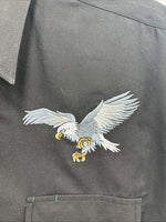 New Men’s ELY Cattleman Black Eagle Designed Short Sleeve Pearl Snap Large T-65