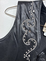 New Women’s 1848 RanchWear Black Rhinestone Sleeveless Vest Zip Up Medium YY-42