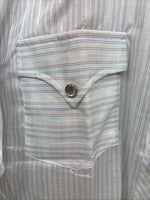 New Men’s H Bar C White Stripe Long Sleeve Pearl Snap 16.5 Large X-58