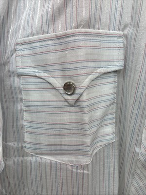 New Men’s H Bar C White Stripe Long Sleeve Pearl Snap 16.5 Large X-58