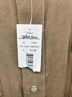 New Men’s White Horse Brown Western Long Sleeve Pearl Snap Large V-99