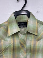 New Women’s Champion Western Green Plaid Long Sleeve Pearl Snap Size 10 KK-71