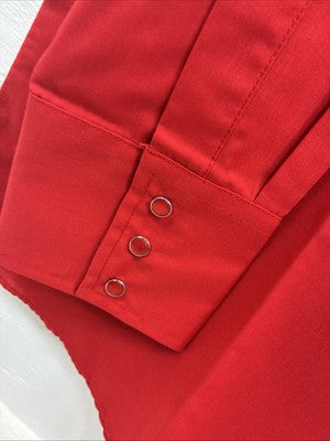 New Men’s ELY Cattleman Red Long Sleeve Pearl Snap 16.5 X 35 Large AA-56