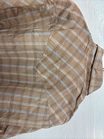 New Men’s ELY Cattleman Tan Plaid Short Sleeve Pearl Snap M R-40