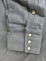 New Men’s Wrangler Blue White Stripe Long Sleeve Button Up 17.5 X 35 XL T-70